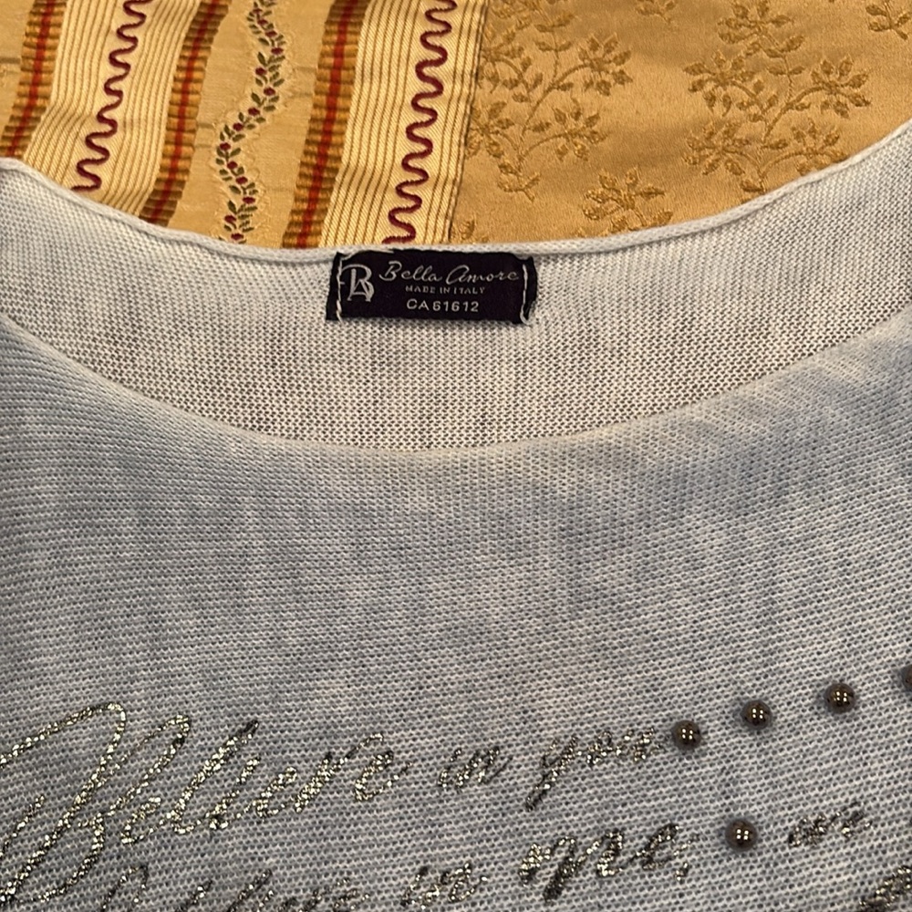 Bella Amore Light Blue Sweater with Studded Accents,
Viscose/Acrylic blend, XL - Picture 5 of 10